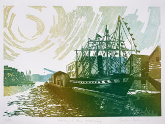 'Early in the Morning' SS Great Britain Handmade Linocut Print